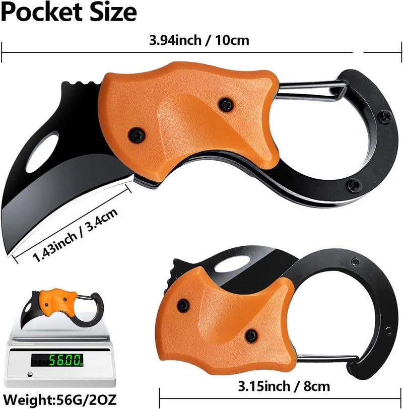 Solvora Pocket Knife, EDC knife for Men & Women - 1.34 Inch blade, Mini Folding Cool Gadgets for Everyday Carry Folding Knife.Stocking Stuffers Gifts for Him Men Husband (Orange) - Image 2